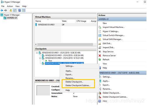 使用Hyper-V检查点 使用Hyper-V检查点